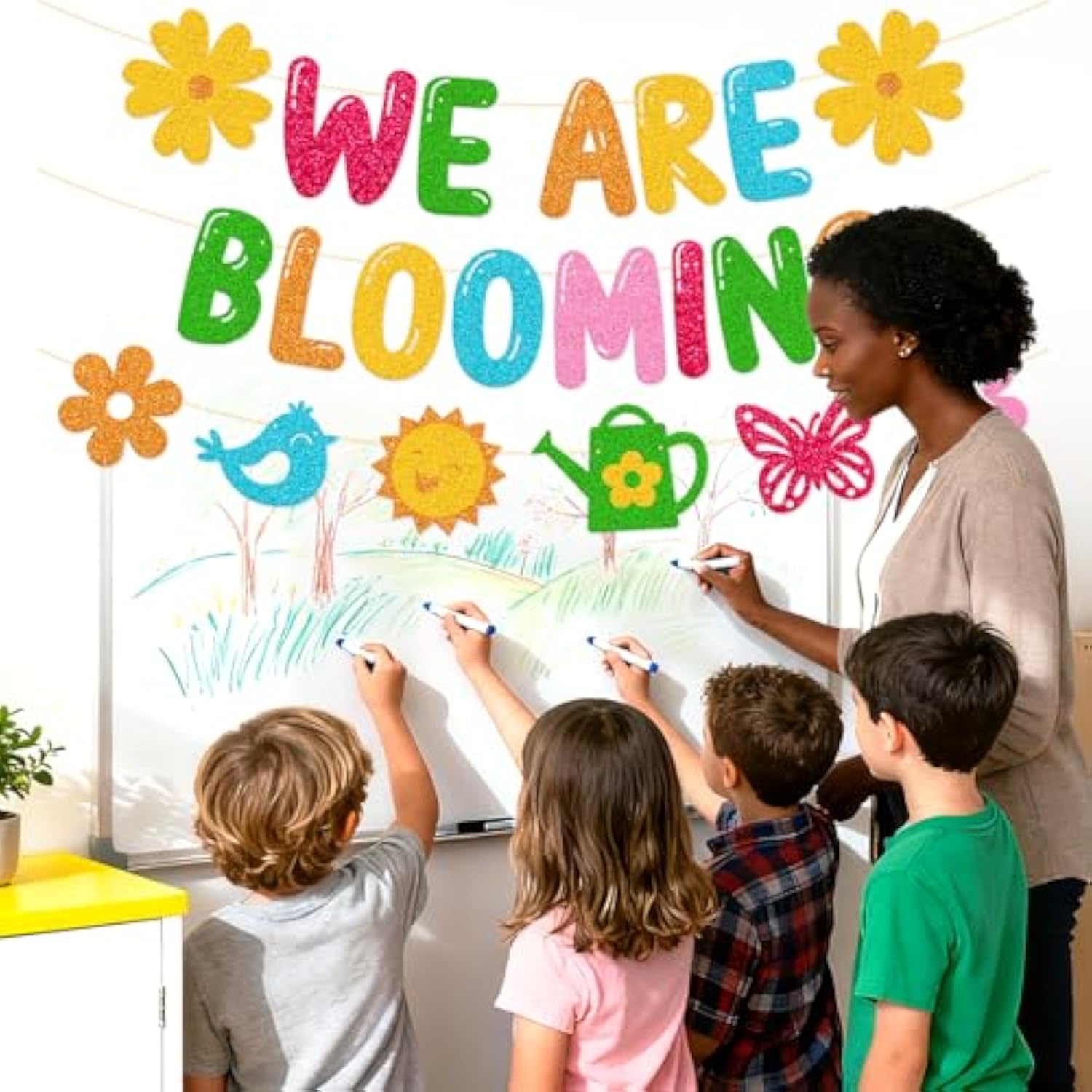 We Are Blooming Banner School Classroom Spring Party Decorations For Student Children Celebrating Spring Party Supplies