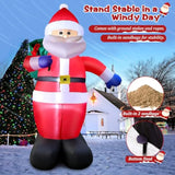 12 Feet Giant Christmas Inflatable Santa Claus Outdoor Yard Decorations, Blow Up Santa Claus With Gift Bag, Built-In Led