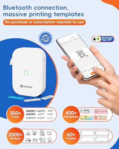 Label Maker Machine With 3 Tapes, D11S Bluetooth Label Maker Waterproof Labels, Portable Mini Label Printer With Various Templates For Home Office School, White
