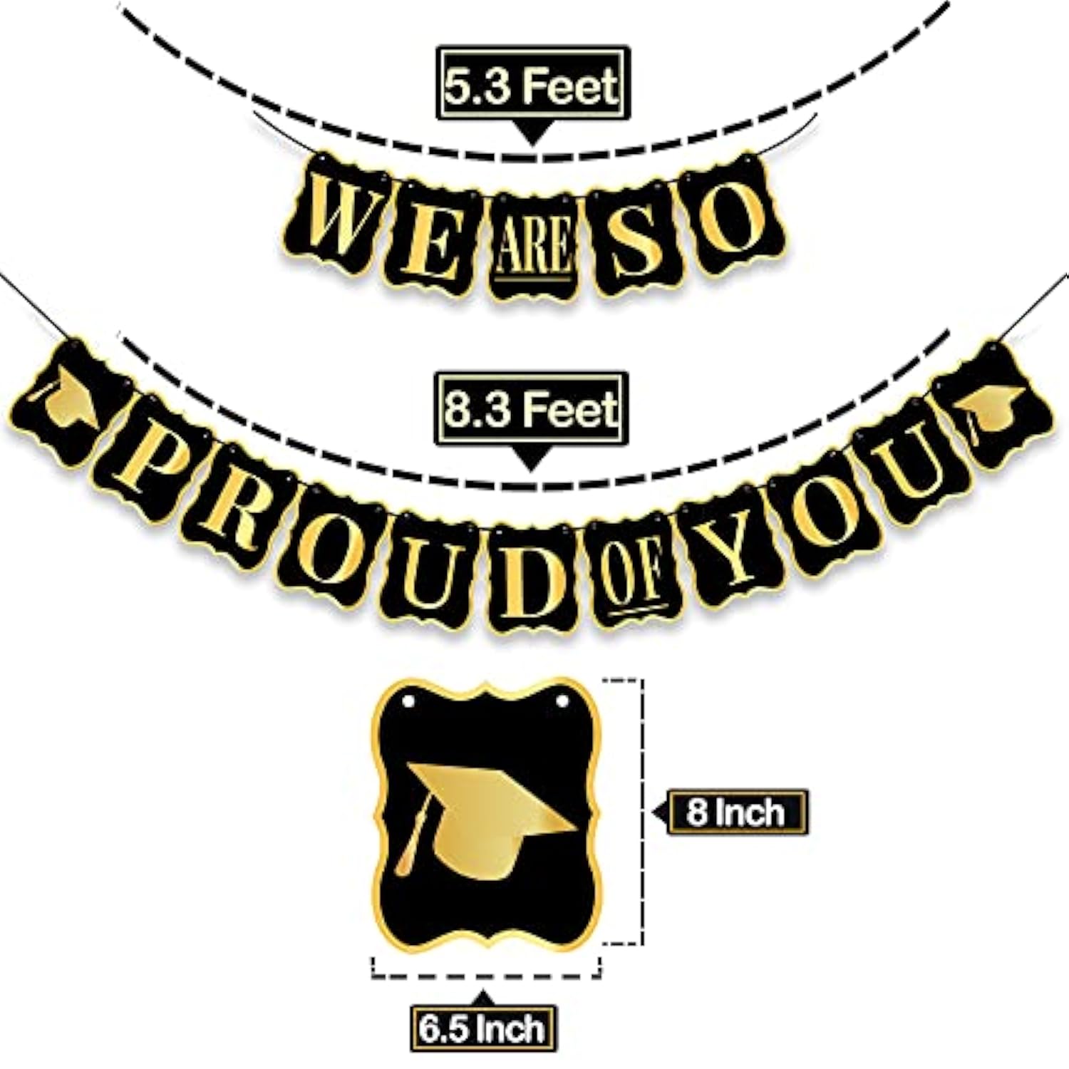 We Are So Proud Of You Banner - Large 14 Feet, No Diy | Graduation 2024 Party Decorations | Congratulations Banner, Gold And Black Class Of 2024 Decorations
