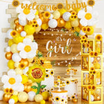 Sunflower Baby Shower Decorations, Baby Shower Decorations, Sunflower Themed Balloon It’S A Girl Backdrop Welcome Baby Glitter Banner Box Cutouts Cake Topper Daisy Sunflower Gold Yellow