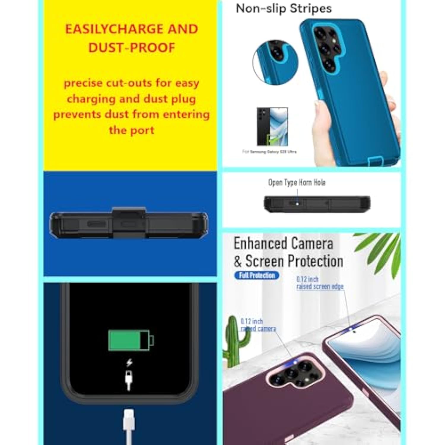 For Samsung Galaxy S25 Ultra Case, S25 Ultra Heavy Duty Case,With A Tempered Glass Screen Protector, [Military Grade Protective ] [Shockproof] [Dropproof] [Dust-Proof] (Black)