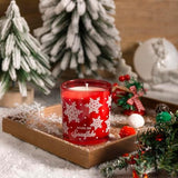 Christmas Scented Candle - 6Oz Soy Wax Candle, Snowflake, Infused With Frosty Snow & Pine Aroma - Scottish Plaid Red And Green Gift Box For Holiday Season Gift