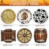 60 Pcs Western Cowboy Party Plates, 9'' Wild West Theme Print Plates For Cowboy Baby Shower Decorations Western Party Decorations