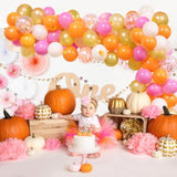 Little Pumpkin Balloon Arch Kit Pink Orange Balloons for Fall Baby Shower Wedding Party