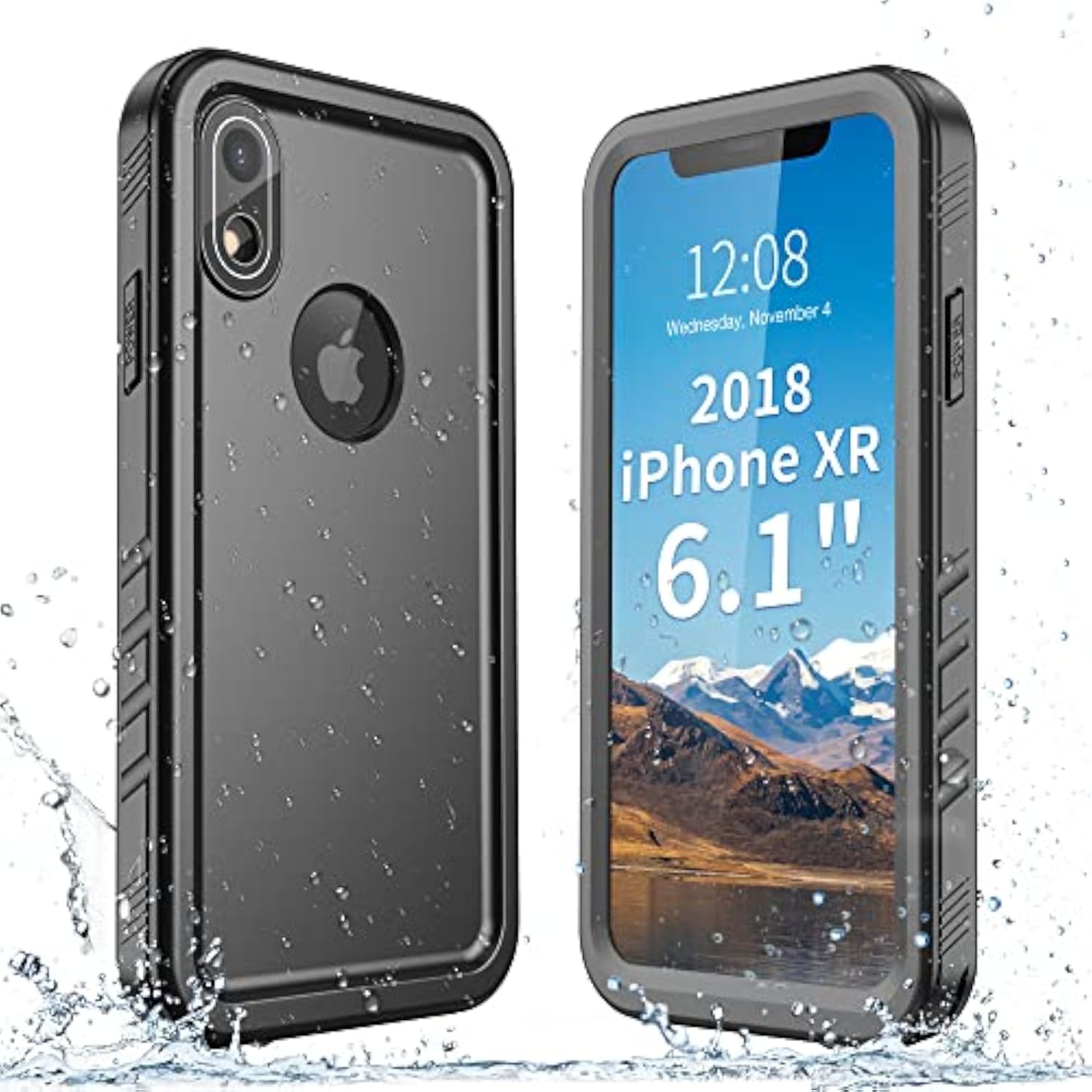 Waterproof Full Cover for iPhone XR 6.1 Inch Black Case