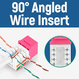 90° Angled Cat6/5E Keystone Jack In Pink - Slim Profile Rj45 Ethernet Connecto
