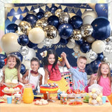 Navy Blue & Silver Balloon Arch Kit: Party Decorations (129 pcs)