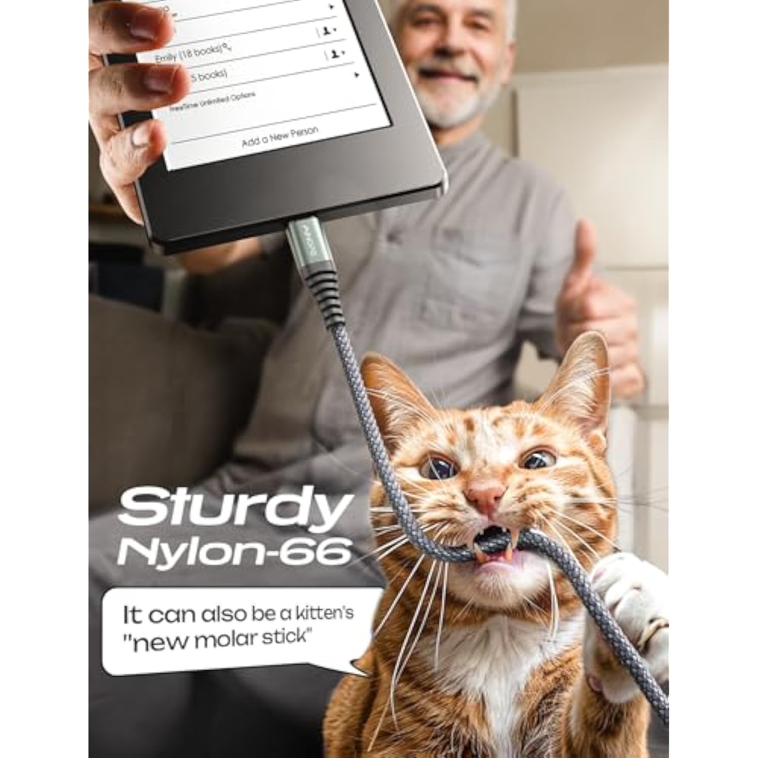 Micro Usb Cable For Kindle [2Pack,6.6Ft], Unbreakable Usb Micro Cable Kindle Charger Cord Replacement, Nylon Micro Usb Charger Fit For Samsung Galaxy S6,J7 Edge Note 5, Kindle, Android Charger