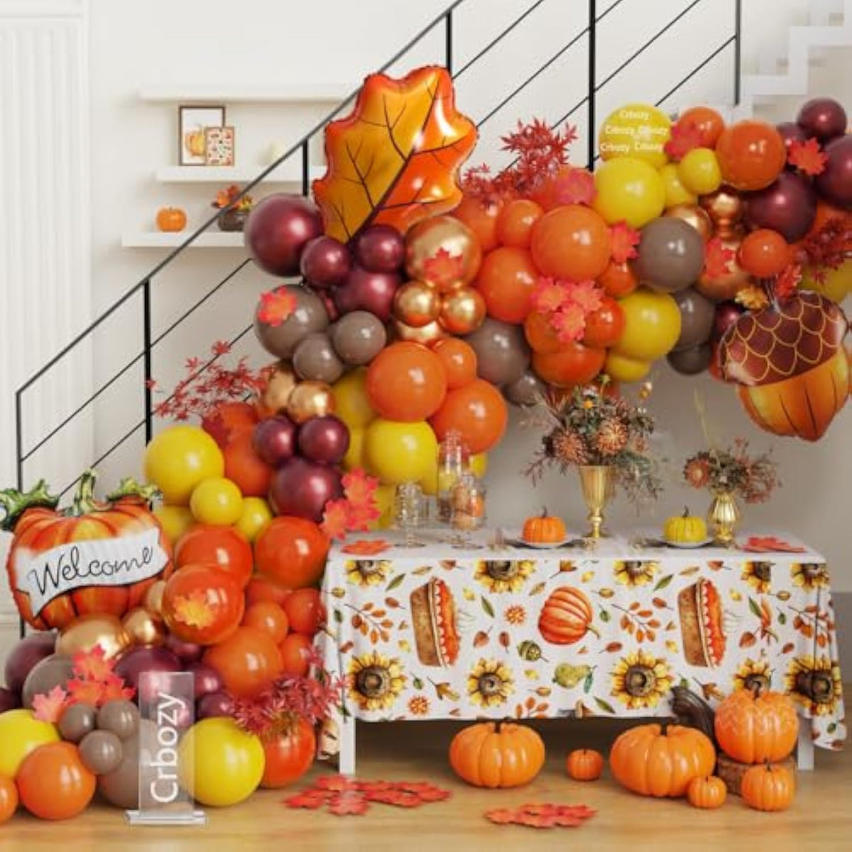 Fall Balloon Arch Kit: Thanksgiving Pumpkin & Leaf Garland