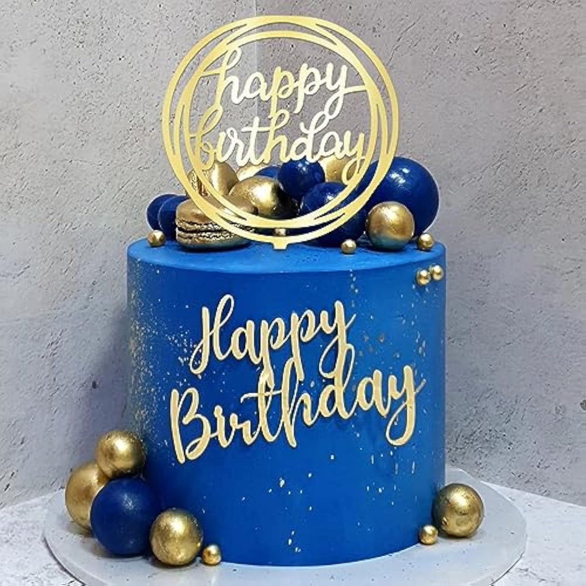 Ball Cake Toppers Simplicity Blue Gold Ball Cake Toppers Diy Cake Insert Topper Foam Cake Balls Baking Decoration For Wedding Anniversary Birthday Baby Shower Party Supplies (Blue Gold)