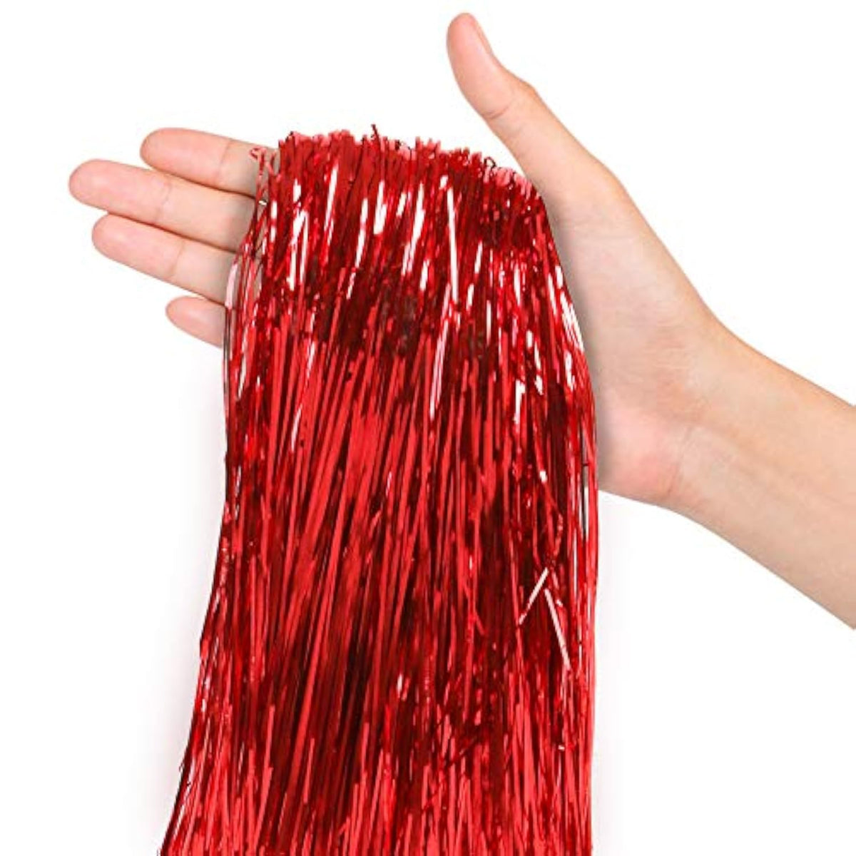 Red Tinsel Strands Metallic Icicle Streamers Pack Of 4000 For Holiday Christmas Tree Mermaid Unicorn Birthday Wedding Anniversary Hanging Party Decorations