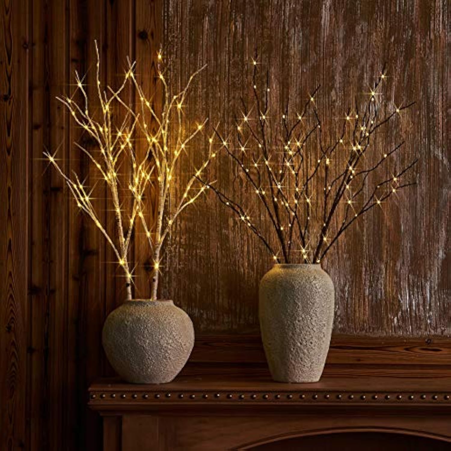 Lighted Brown Willow Branches 32In 100 Led With Timer Battery Operated, Tree Branch With Warm White Lights For Holiday C