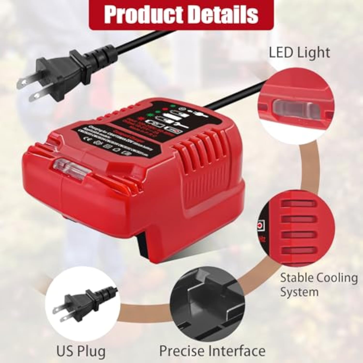 V20 Charger For Craftsman 20V Lithium-Ion Battery,Portable Mini Charger For Cmcb204 Cmcb202 Cmcb201 Cmcb209 Cmcb205 Cmcb100 Cmcb102 Cmcb101, With 2A Output, For Craftsman Battery Charger