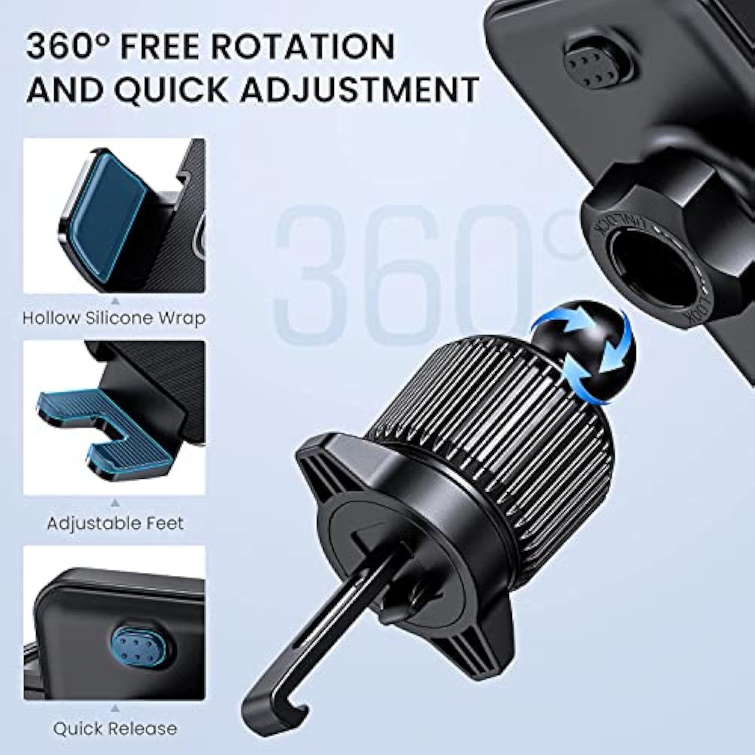 Thick Cases Friendly Air Vent Clip Cell Phone Holder for Smartphone & iPhone