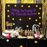 Pre-Strung Happy Birthday To My Favorite Human - Funny Birthday Purple Glitter Banner - Funny Birthday Decorations For Men And Women - Party Supplies And Gifts