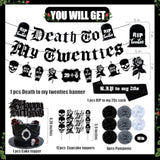 30Th Birthday Decorations Pack, Death To My 20S Party Supplies Including Birthday Banner Rip To My 20S Sash Number 30 Balloon Cake Cupcake Toppers Funeral For My Youth Funny Thirtieth Birthday Party
