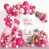 125Pcs Pink Balloon Garland Arch Kit, Hot Pink Metallic Rose Gold Confetti Latex Balloons For Baby Girl Shower Princess Birthday Wedding Valentine'S Party Decorations
