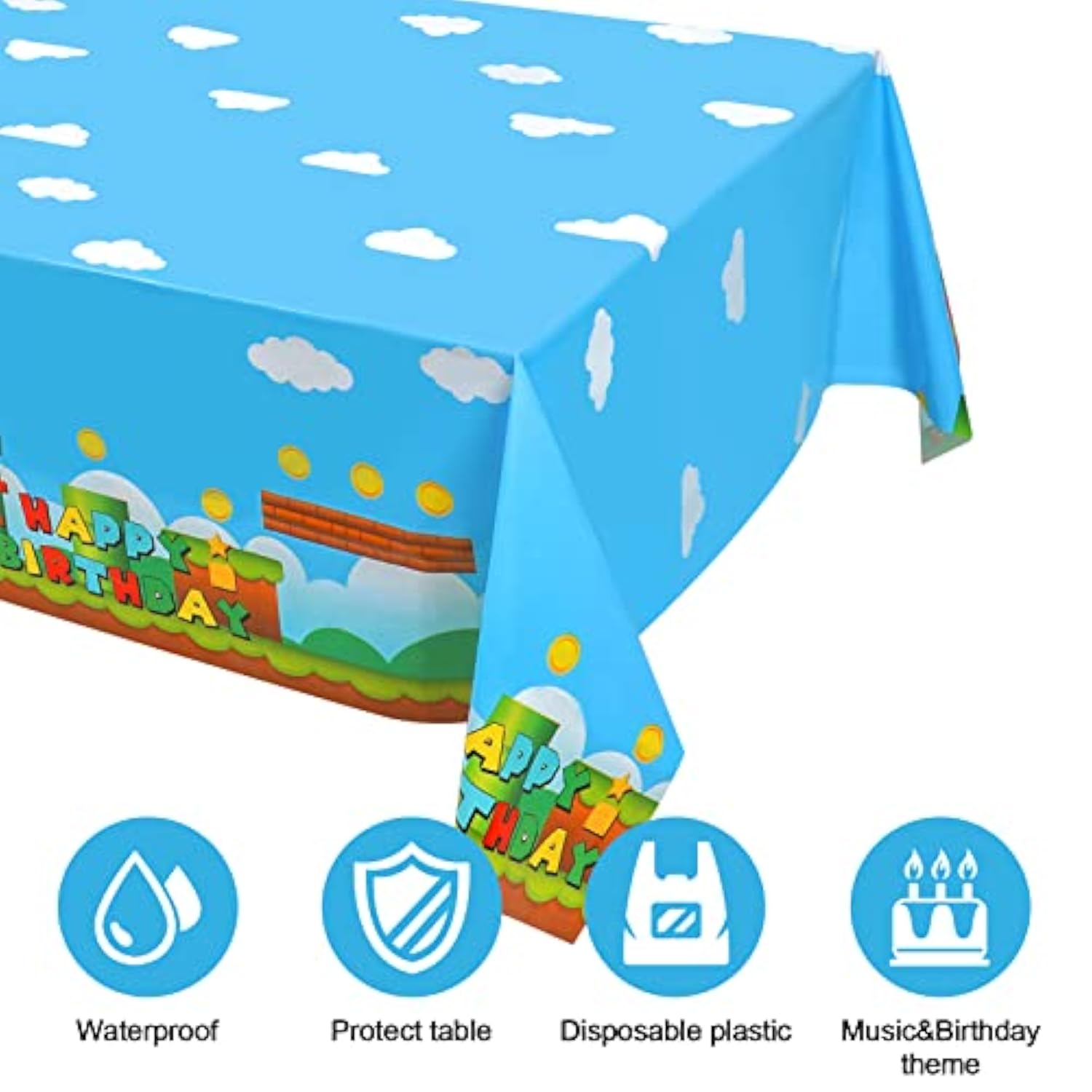 3pcs Gaming Table Covers – Video Game Birthday Party Tablecloths