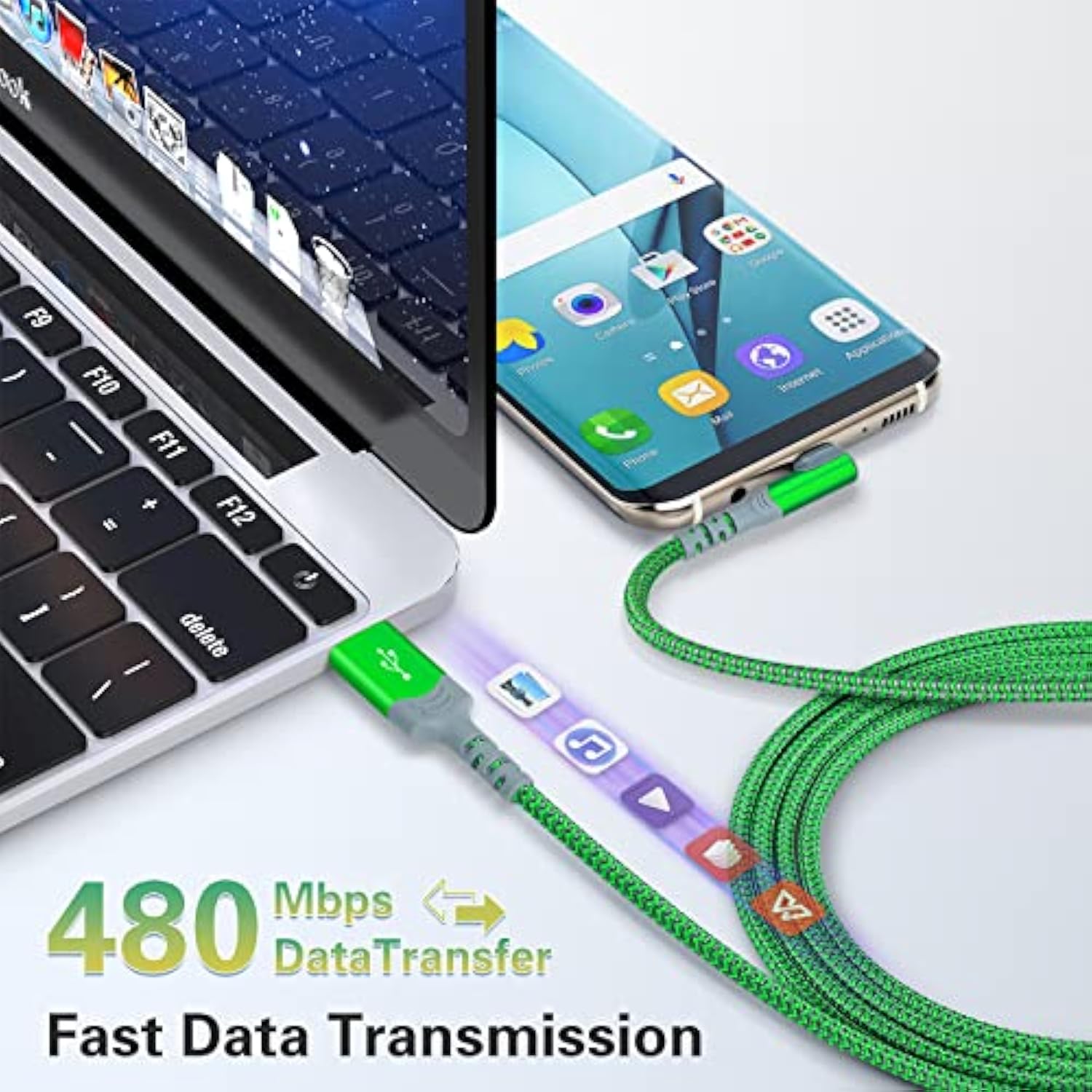 5-Pack Usb C Cable 10Ft 3.1A Right Angle Type C Fast Charging Cable Long Durab