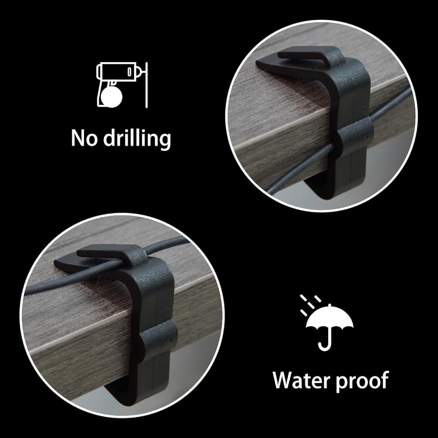 Christmas Light Clip Hook, Festive Light Hanger For Roof Gutter Fence Eaves, Weatherproof (Black30)