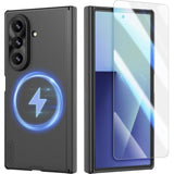 For Samsung Galaxy Z Fold 7 Magnetic Case With Separate Screen Protector, [Compatible With Magsafe][Hinge Protection] Frosted Texture Slim Fit Protective Phone Case For Galaxy Z Fold 7 Black