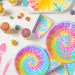 Tie Dye Party Decorations Tableware - Pastel Tie Dye Birthday Party Supplies, Plate, Cup, Napkin, Tablecloth, Cutlery, Girls Tie Dye 1St 2Nd 3Rd Birthday Baby Shower Decorations | Serve 24