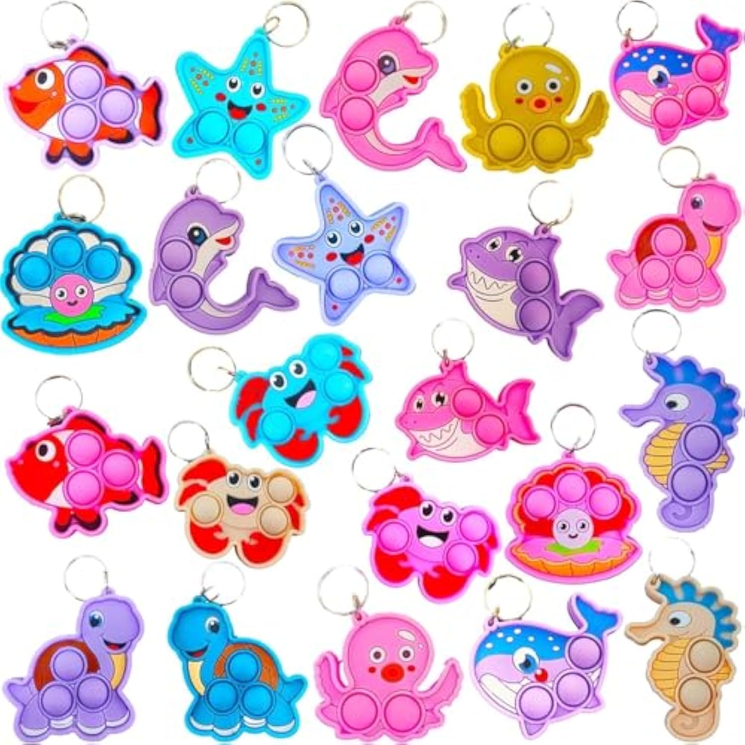 24 Packs Bulk Mini 10 Designs Ocean Animal Classroom Students Prizes From Teacher,Sea Creature Birthday Party Favors Baby Teething Fidgets