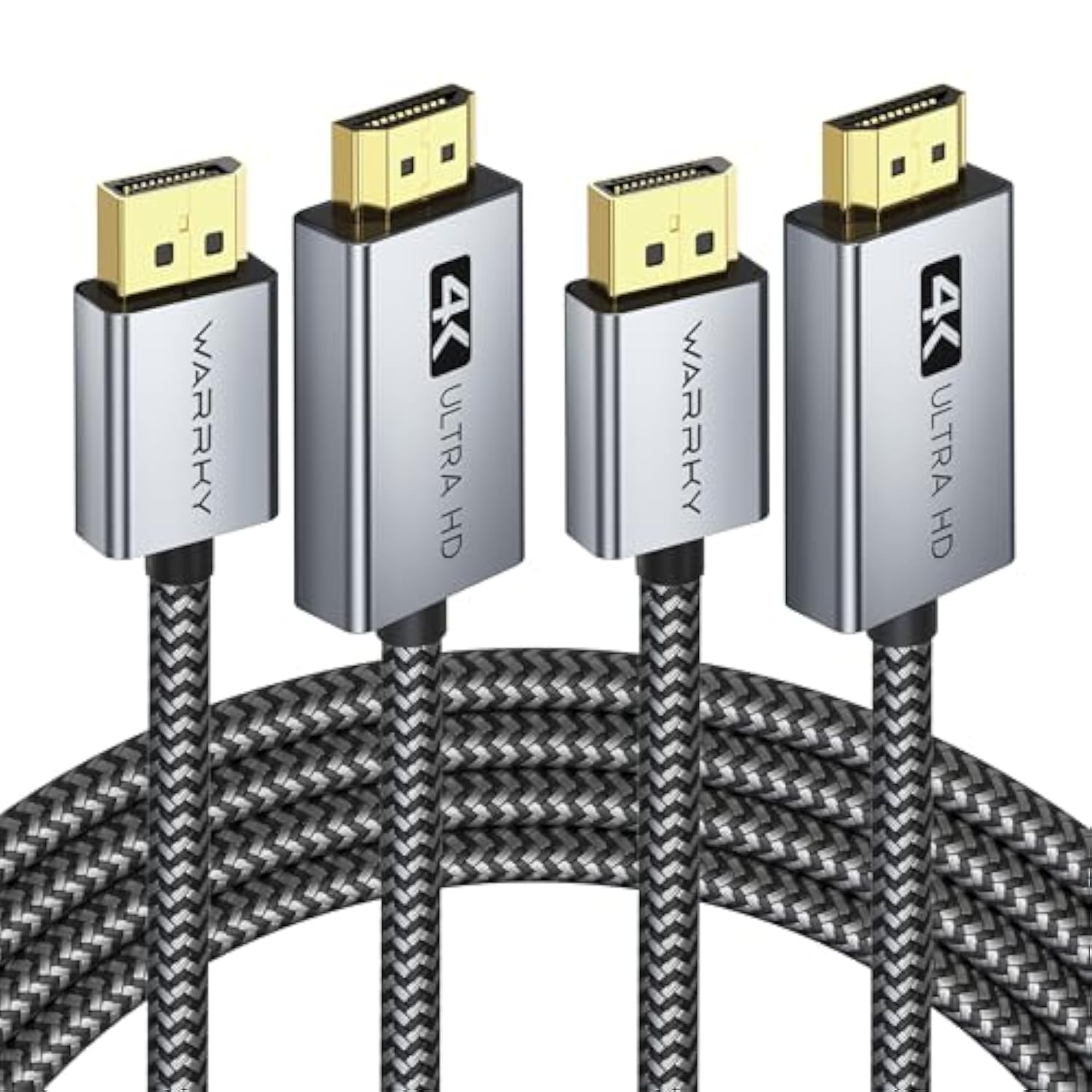 4K Displayport To Hdmi Cable Adapter 6Ft 2 Pack, [Aluminum Shell, Nylon Braide