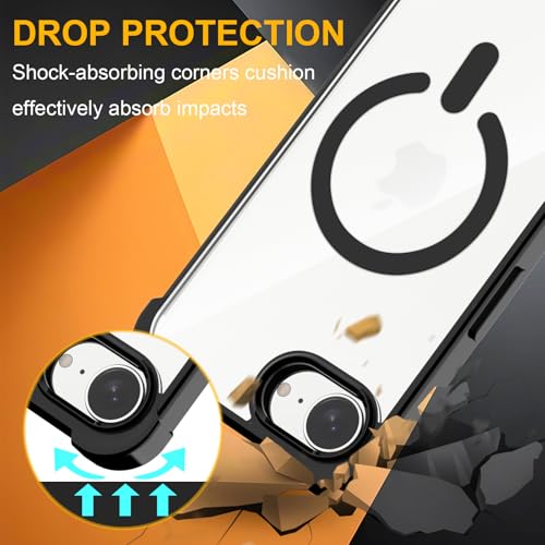 Magnetic Crossbody Case for iPhone 16e & iPhone 17e, [Compatible with MagSafe] HD Clear Hybrid Protective Cover with Integrated Dual Lanyard Holes &