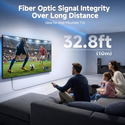 [Designed for Xbox Certified] Unidirectional Active 8K @60Hz Fiber Optic HDMI Cable 32.8 ft / 10m - Supporting 8K@60Hz 4K@120Hz HDR - Designed for