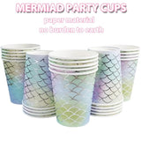 Gliter Mermaid Party Cups Gradient Color Paper Mermaid Scales Cups Undersea Themed Beverage Cup Mermaids Birthday Party Decor (30)