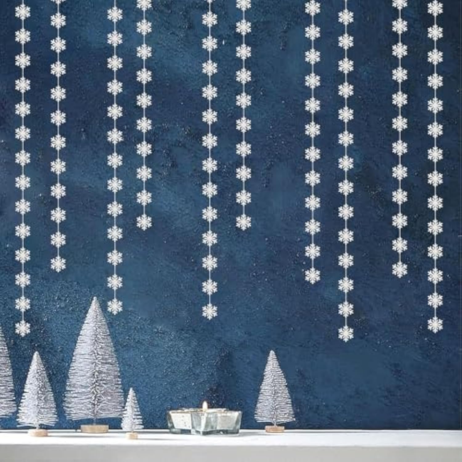 Snowflake-Snow Silver Christmas Party-Decoration Garland - 52Ft Frozen Winter Wonderland Ornaments Hanging Paper Streamers,New Years Birthday Baby Shower Wedding Holiday Ceiling Decor