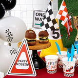 Checkered Racing Party Decorations - 10Pcs Funny Race Car Signs For Bo