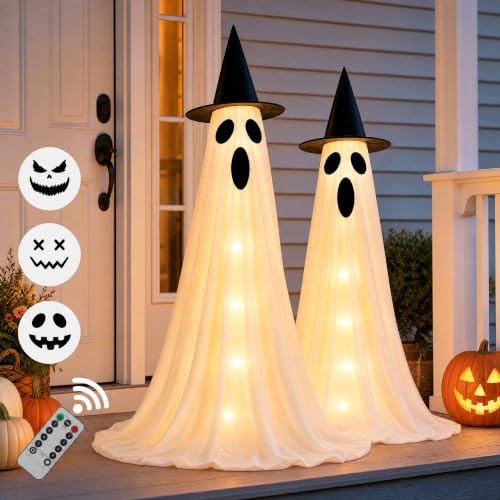 2?Pack 63" Halloween Decorations Outdoor Indoor with Remote Control