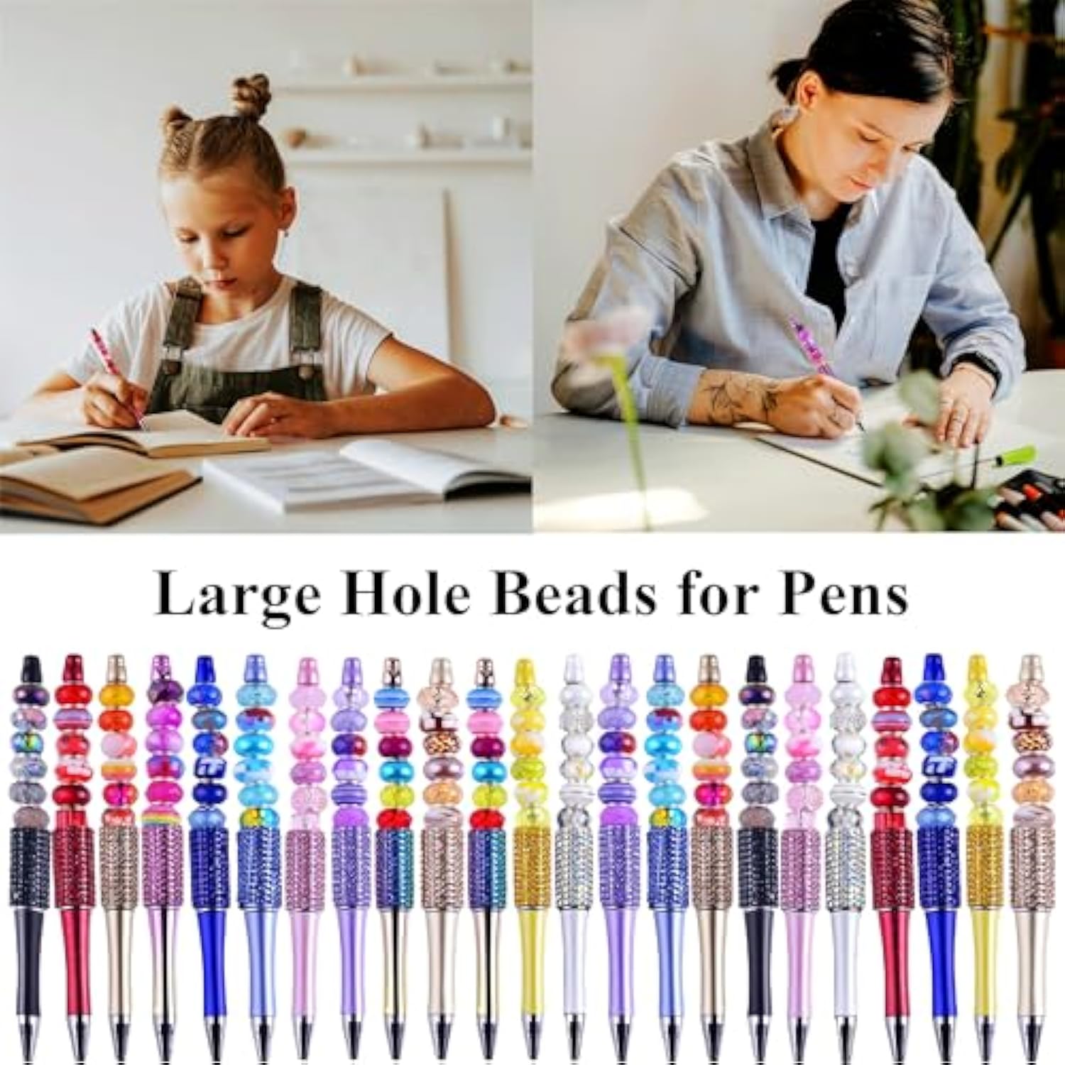 120PCS 14mm Large Hole Murano Glass Beads for Jewelry, Pens & Crafts (Multicolor)