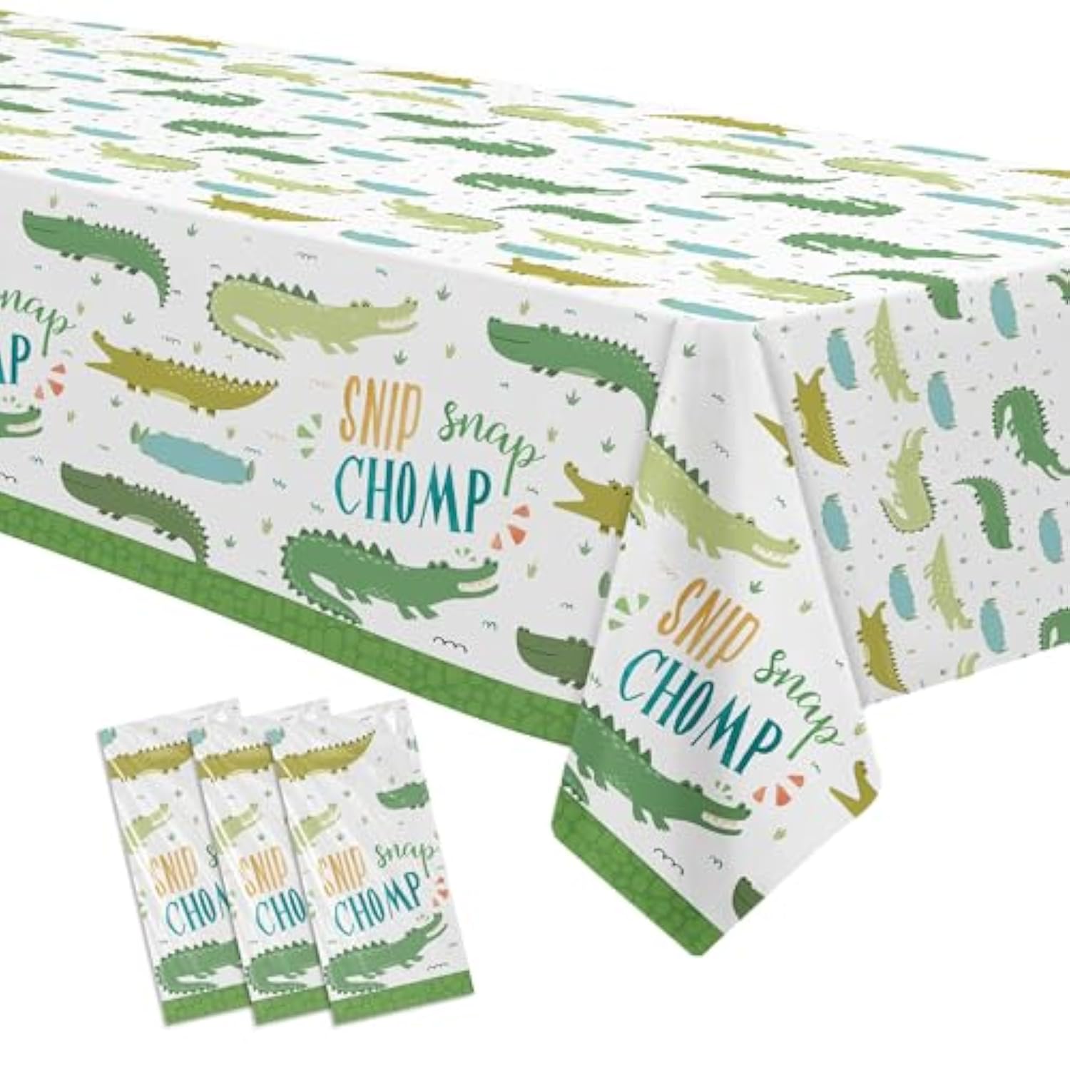 3Pc Alligator Party Tablecloths – Crocodile Reptile Disposable Covers, 86"×55"