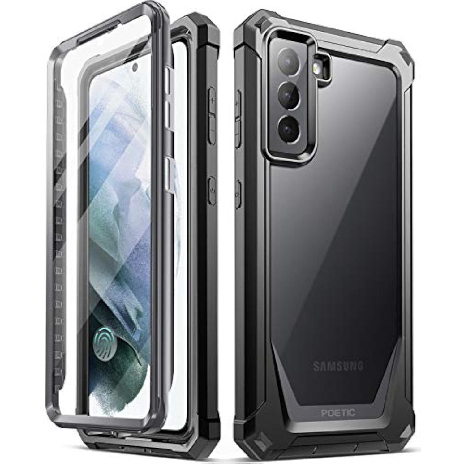 Guardian Series Case For Samsung Galaxy S21 5G, 6.3 Inch, Full-Body Hybrid Shockproof Bumper Clear Cover Case, Built-In-Screen Protector, Black/Clear