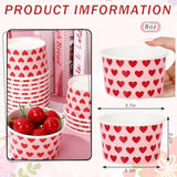 50Pcs Valentine'S Day Treat Snack Cups 8Oz Pink Red Heart Ice Cream Bowl Love Heart Disposable Paper Bowls For Hot Cold Food Decorations