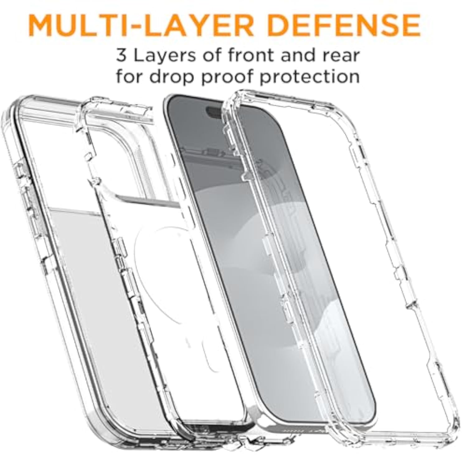 For Iphone 17 Pro Max Case Clear Compatible With Magsafe 3 In 1 Heavy Duty Drop Protection Full Body Rugged Shockproof/Dust Proof 3-Layer Military Protective Tough Durable Cover 6.9"_1
