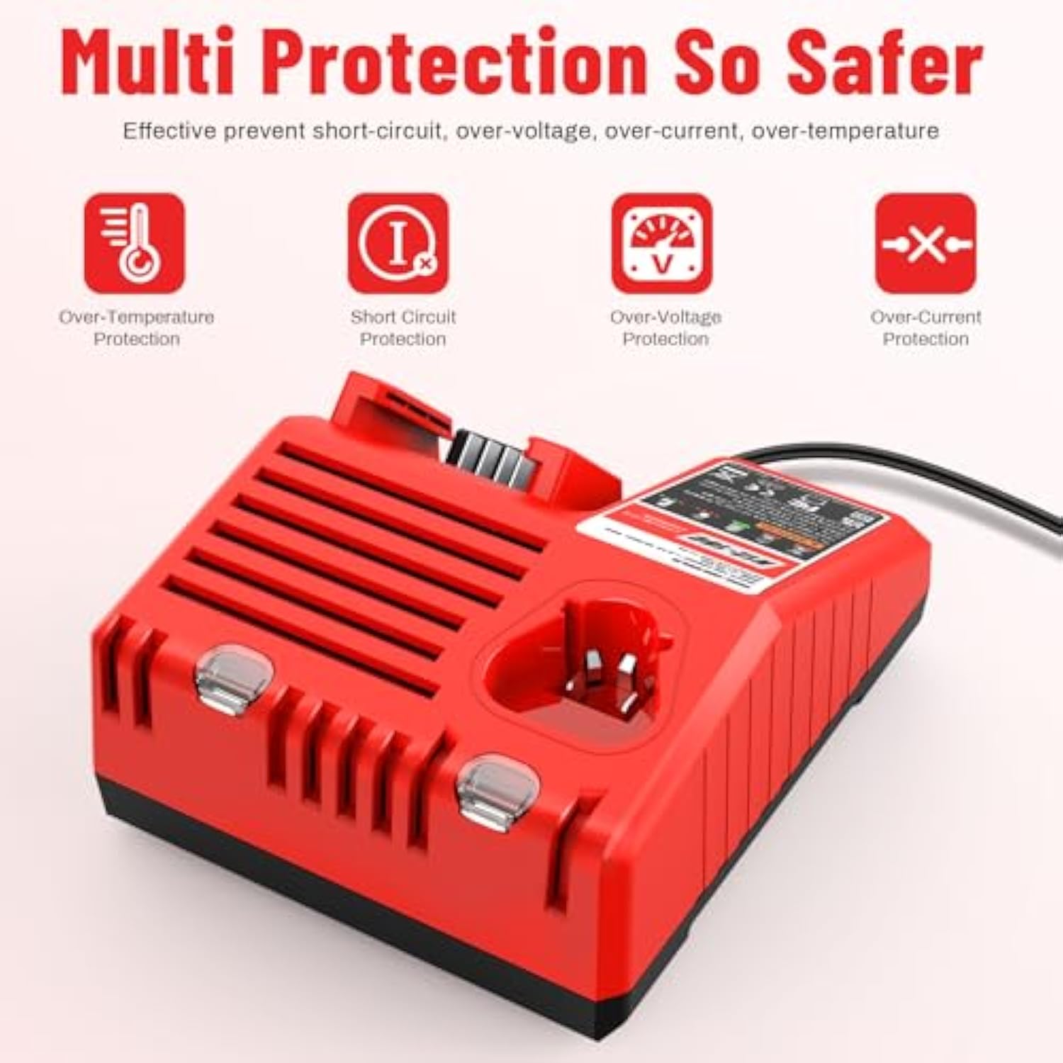 Multil Volatage Rapid Battery Charger - Replacement For Milwaukee 12V 18V Power Tool Lithium Battery 48-11-2412 48-11-2401 48-11-2440 48-11-1862 48-11-1850 48-59-1812 48-11-2420 48-11-1815