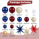 Red White Blue Balloons Arch kit 4th of July Navy Royal Blue Red Sand White Gold Balloon Star Foil Balloon for USA 250th Anniversary Independence Memorial Graduation Patriot Birthday Party Decoration