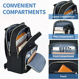 Laptop Backpack 15.6 Inch Stylish Daypack With Usb Charging Port, Waterrepellent Nylon Backpack Backpack For Travel/Business/Women/Black