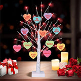 [Timer] Valentines Day Decoration 24 Inch Valentines Decor Tree Light With 12 Heart Ornaments, Usb/Battery Operated Valentines Day Decor Lighted Tree, Valentines Day Decorations For Home Table Bedroom