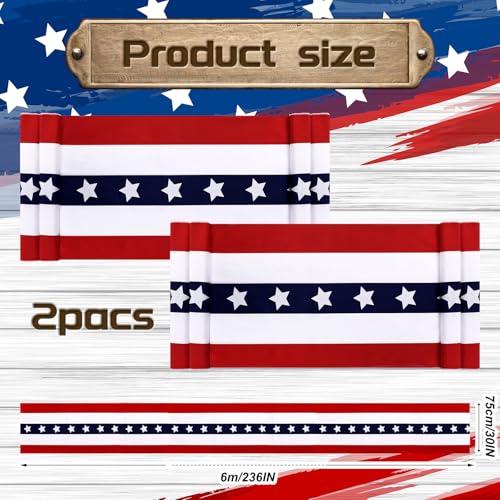 2 Pack Patriotic Bunting 2.5x20 ft Flag Banner, 4th of July