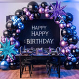 105pcs Black Purple Blue Balloon Arch Kit with Metallic Balloons for Party Decor