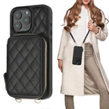Crossbody Wallet Case For 16 Pro Max, Rfid Blocking Pu Leather Zipper Handbag Purse Flip Cover, Kickstand Folio Case With Card Slots Holder Wrist Strap Lanyard 5G 6.9 Inch (Black)