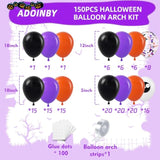 150Pc Halloween Balloon Arch Kit – Black Orange Purple with Eye & Confetti Balloons