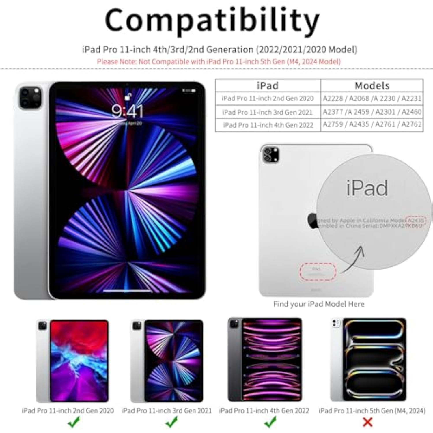 Case For Ipad Pro 11 Inch 4Th/3Rd/2Nd Generation (2022/2021/2020) With Pencil