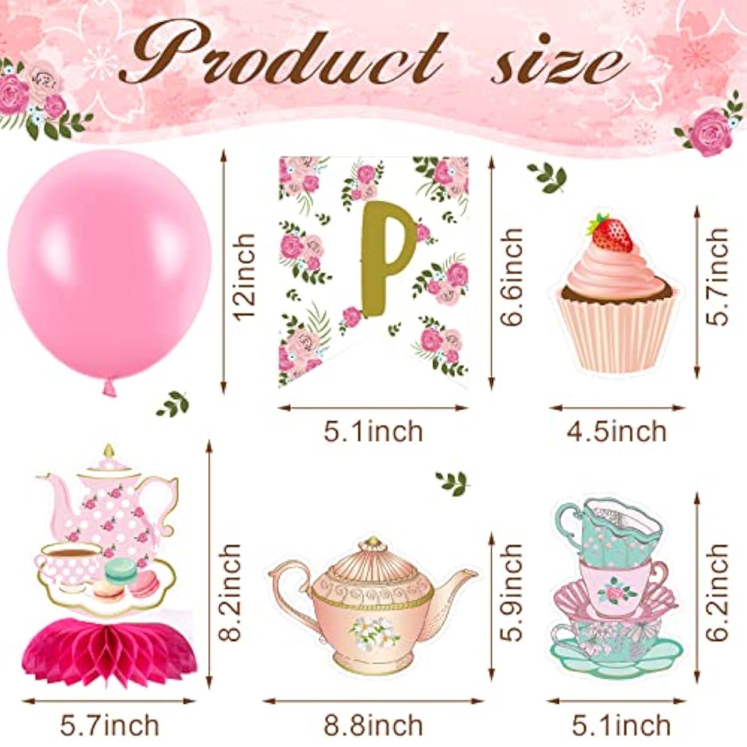 27 Pieces Tea Party Decorations Girls Tea Party Supplies With Floral T